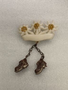 Rare Art Deco Celluloid Floral Pin – Whimsical Shoe Dangles